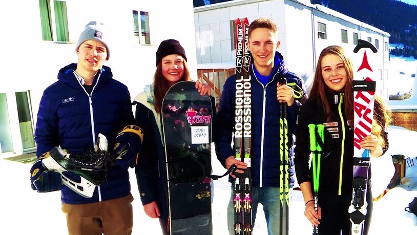 Tino Kessler, Babet Bischof, Lauro Brändli und Stephanie Jenal wollen an die Olympischen Winterspiele 2026. Screenshot TV Südostschweiz