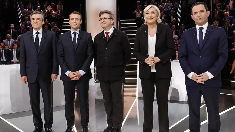 TV-Debatte vor den Wahlen in Frankreich: François Fillon, Emmanuel Macron, Jean-Luc Mélenchon, Marine Le Pen und Benoît Hamon diskutierten auf TF1.