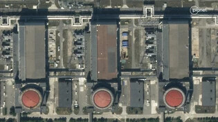 HANDOUT - Dieses von Planet Labs PBC zur Verfügung gestellte Foto zeigt das Kernkraftwerk Saporischschja aus der Vogelperspektive. Foto: Uncredited/AP/dpa
