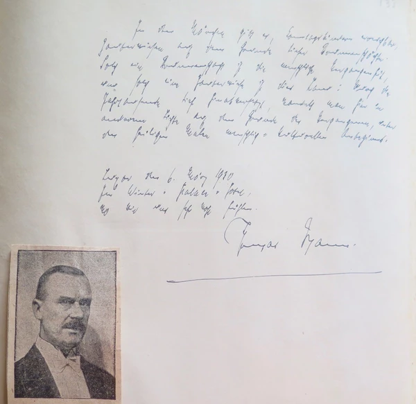 Eintrag von Thomas Mann im Gästebuch des «Winter Palace» in Luxor.