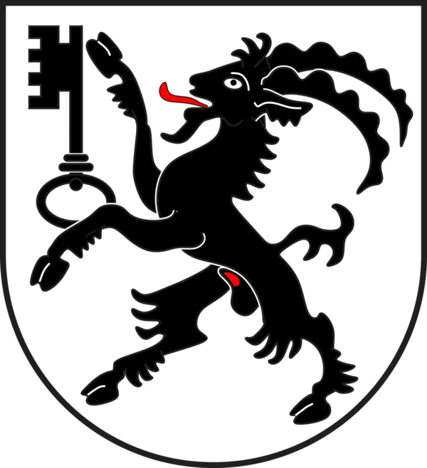 Der Steinbock ist auch im Zizerser Wappen. Zusammen mit einem Schlüssel - dem Attribut vom Kirchenpatron Petrus.
