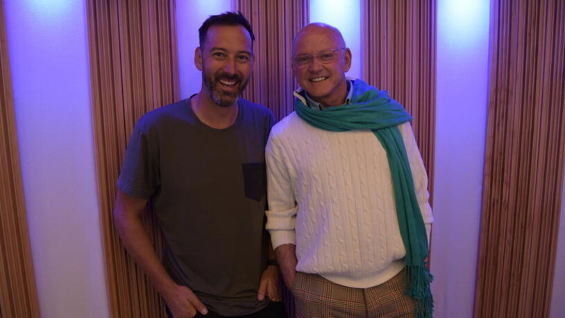 Rolf Knie (rechts) besuchte RSO-Moderator Dario Linder im RSO-Studio.