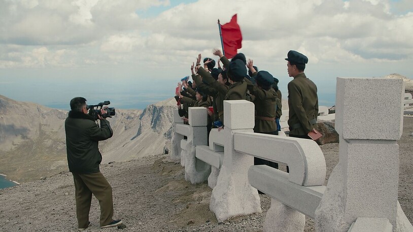 Eine Arbeitsbrigade auf dem Gipfel des Paektusan.