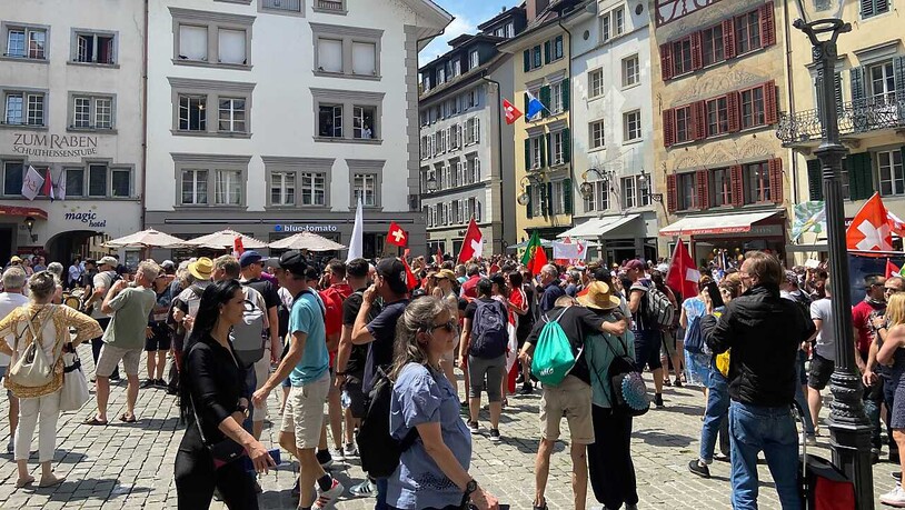 In Luzern haben Gegnerinnen und Gegner der Corona-Massnahmen demonstriert.