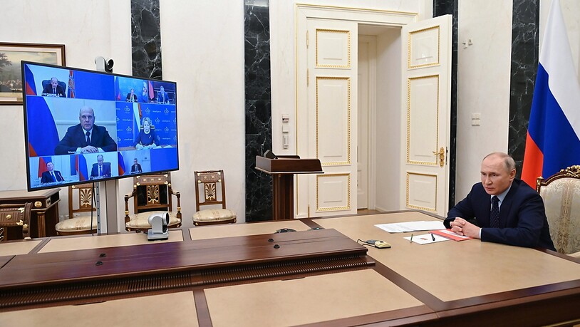 Wladimir Putin, Präsident von Russland, bei einer virtuellen Konferenz. Foto: Alexei Nikolsky/Pool Sputnik Kremlin/AP/dpa