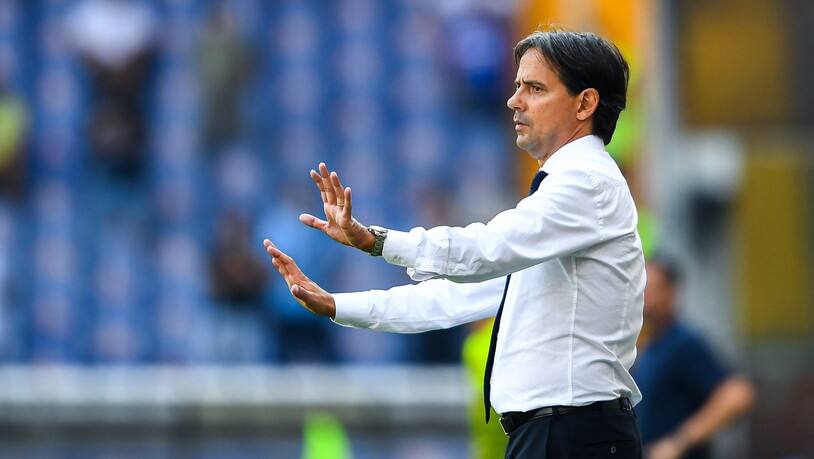 Inters Cheftrainer Simone Inzaghi ganz bei der Sache