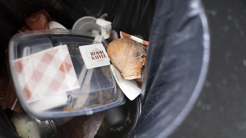 Plastik in einem Abfallkübel: Einwegverpackungen machen rund 40 Prozent der weltweiten Endverwendung von Neuplastik aus, wie es in einem Greenpeace-Bericht heisst. (Archivbild)