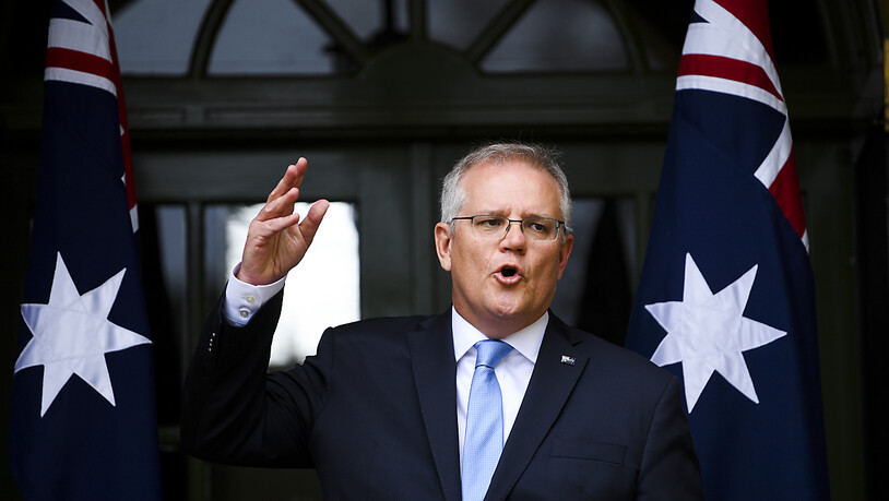 Australian Prime Minister Scott Morrison speaks to the media during a press conference at the Lodge in Canberra, Friday, October 1, 2021. (AAP Image/Lukas Coch) NO ARCHIVING