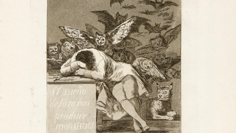 Eine Albtraumszene von Goya: "Der Schlaf / Traum der Vernunft gebiert Ungeheuer".