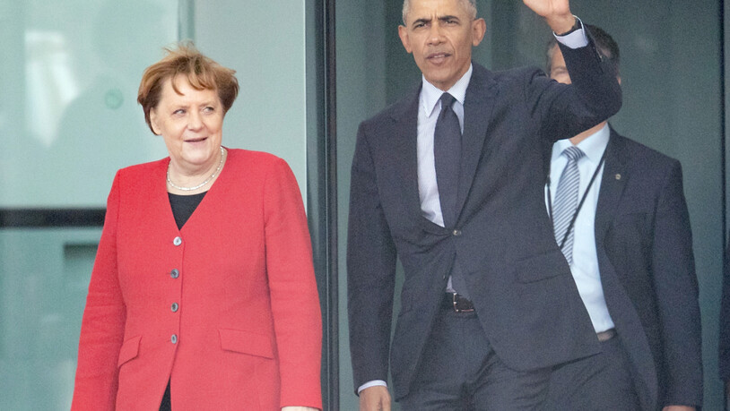 dpatopbilder - ARCHIV - Angela Merkel und der ehemalige US-Präsident Barack Obama kommen nach einem Gespräch aus dem Kanzleramt. Foto: Michael Kappeler/dpa