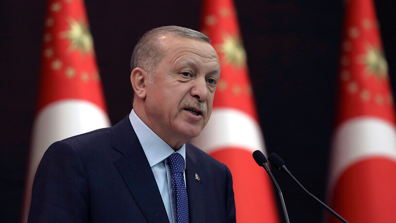 ARCHIV - Recep Tayyip Erdogan, Präsident der Türkei, spricht bei einer Pressekonferenz. Foto: Burhan Ozbilici/AP/dpa