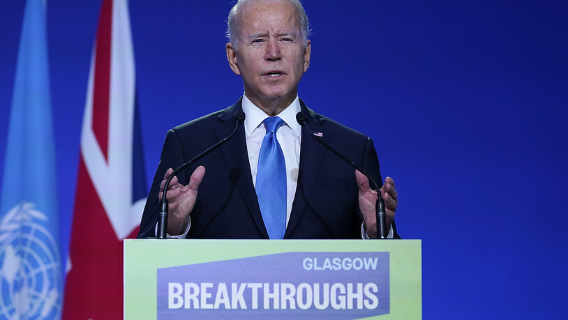 Joe Biden, Präsident der USA, spricht bei einer Podiumsveranstaltung in Glasgow. Foto: Evan Vucci/AP/dpa