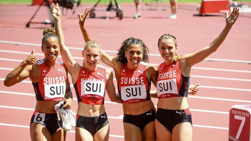 Nominierte Team: Die 4x-100-m-Staffel der Frauen mit Salome Kora, Ajla Del Ponte, Mujinga Kambundji, und Riccarda Dietsche (v.l.n.r.) überzeugte als Olympia-Vierte
