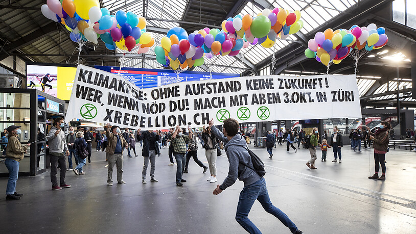 Ihnen reicht die Notlösung wohl nicht: Aktion von Extinction Rebellion im September im Zürcher Hauptbahnhof. (Archivbild)