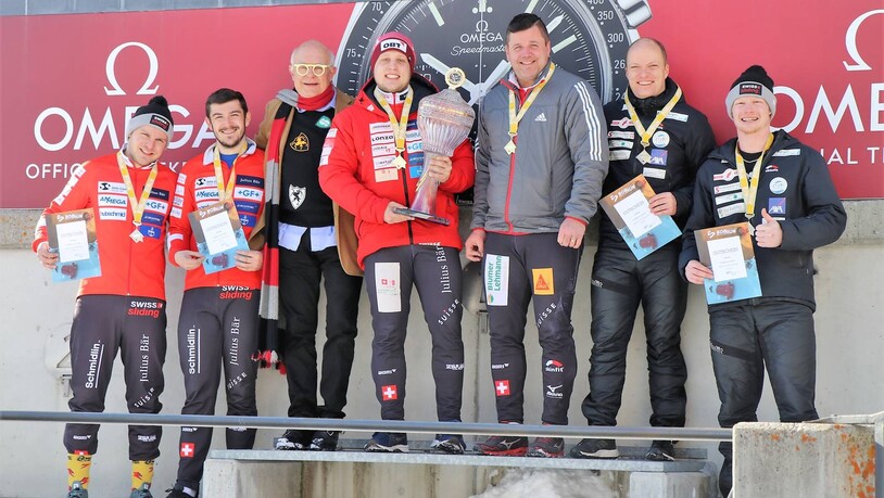 Strahlende Sieger: Heute fanden am Olympia Bob Run St. Moritz - Celerina die letzten Cuprennen der Saison 2021/22 statt.