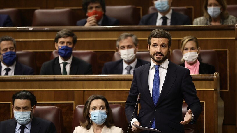 Pablo Casado, Chef der konservativen Volkspartei (PP), dankt inmitten einer Krise seiner Partei ab. Foto: Eduardo Parra/EUROPA PRESS/dpa