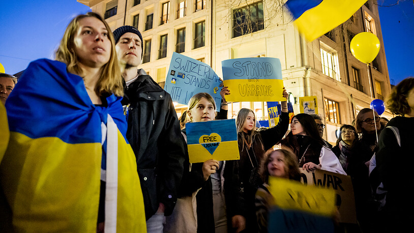 Auch in Lausanne demonstrierten die Menschen aus Solidarität mit der Ukraine.