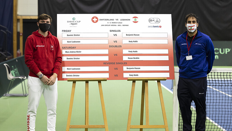 Dominic Stricker eröffnet die Davis-Cup-Partie zwischen der Schweiz und dem Libanon am Freitag gegen Benjamin Hassan