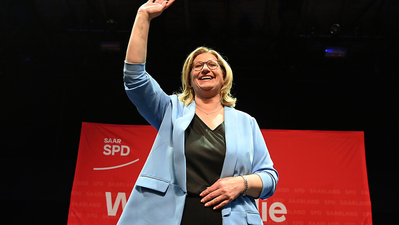 dpatopbilder - Anke Rehlinger, SPD-Spitzenkandidatin, konnte mit ihrer Partei einen haushohen Sieg im Saarland einfahren. Foto: Boris Roessler/dpa