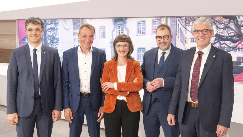 Die neue Regierung: Marcus Caduff, Martin Bühler, Carmelia Maissen, Peter Peyer und Jon Domenic Parolini (von links) haben es in die Regierung geschafft. 