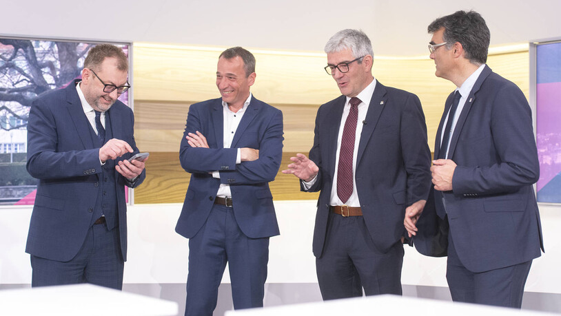 Gewählt: Peter Peyer, Martin Bühler, Jon Domenic Parolini und Marcus Caduff sind die vier Männer in der neuen Bündner Regierung.