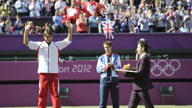 Wimbledons Centre Court in Pink statt Grün-violett: Bei den Olympischen Spielen 2012 in London gewinnt Roger Federer hinter Andy Murray Silber