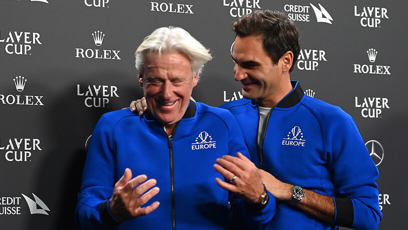 Gute Freunde geworden: Roger Federer mit dem Europa-Captain Björn Borg