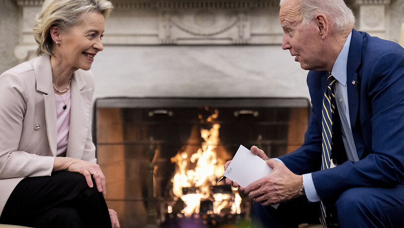 US-Präsident Joe Biden und EU-Kommissionspräsidentin Ursula von der Leyen in Washington. Foto: Andrew Harnik/AP