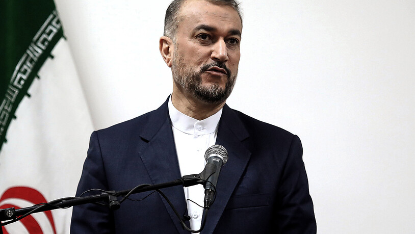 FILED - Irans Außenminister Hussein Amirabdollahian spricht bei einer Pressekonferenz. Photo: -/dpa