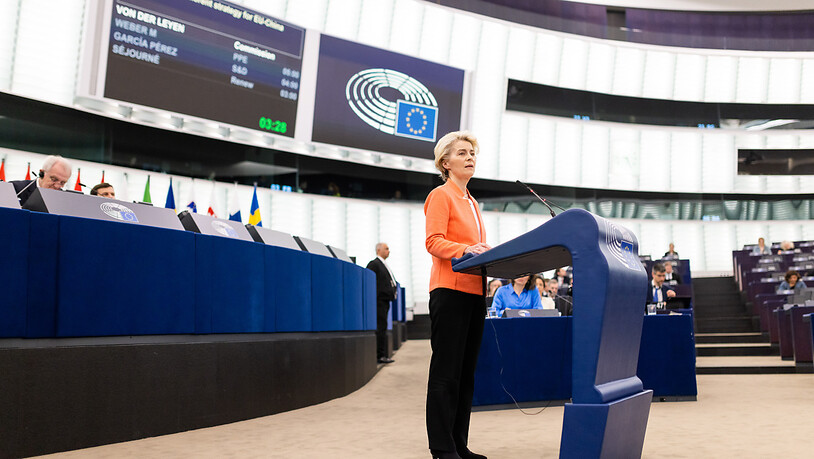 Im Streit um günstiges Getreide aus der Ukraine hat EU-Kommissionspräsidentin Ursula von der Leyen Schutzmaßnahmen angekündigt. Foto: Philipp von Ditfurth/dpa