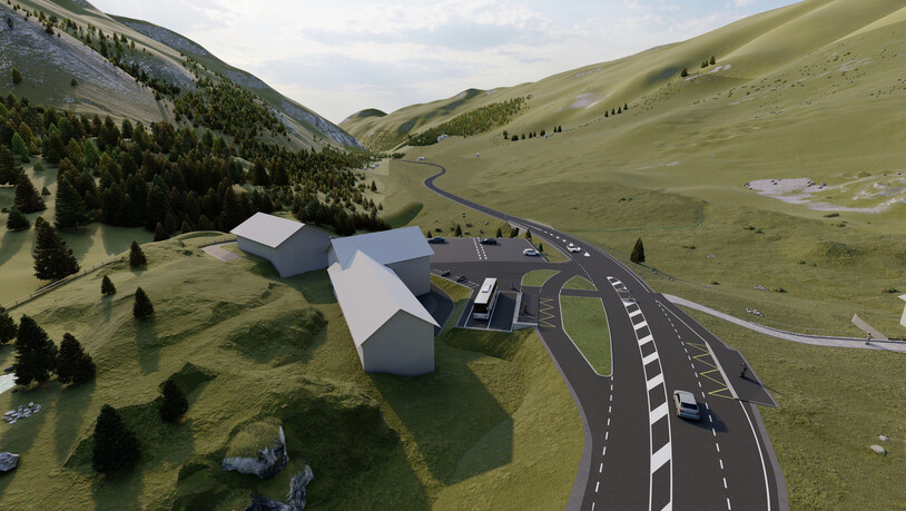 Visualisierung der Flüelapassstrasse: Dieser Projektabschnitt ist aufgrund von Einsprachen zurückgestellt...