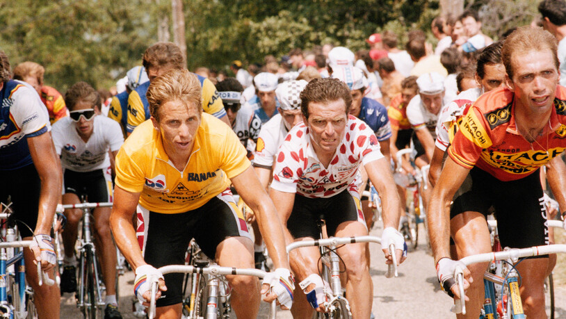 Bernard Hinault, hier im rotgepunkteten Bergtrikot, war 1985 der letzte französische Tour-de-France-Sieger