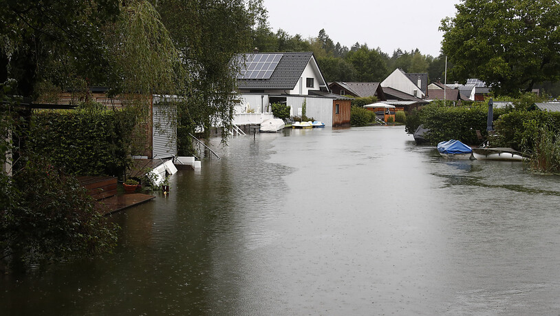 Ausmaß der gestrigen Überflutungen in Viktring bei Klagenfurt. Foto: Gerd Eggenberger/APA/dpa