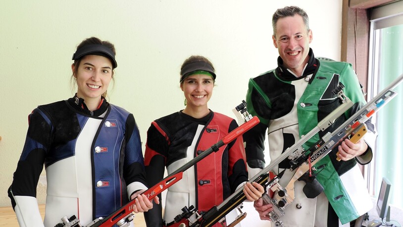 Treffsicher im Dreistellungswettkampf Elite: (von links) Valentina Caluori, Annina Tomaschett und Lars Färber. 