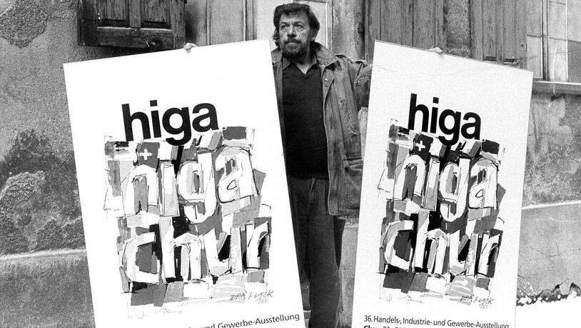 Abstrakte Kunst: Der Bündner Kunstmaler Dea Murk (1932 – 2003) gestaltet im Jahr 1991 das Higa-Plakat.