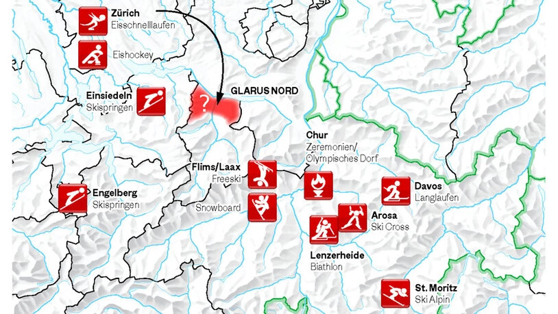Glarus könnte der Ersatzort für Zürich sein. Grafik Südostschweiz