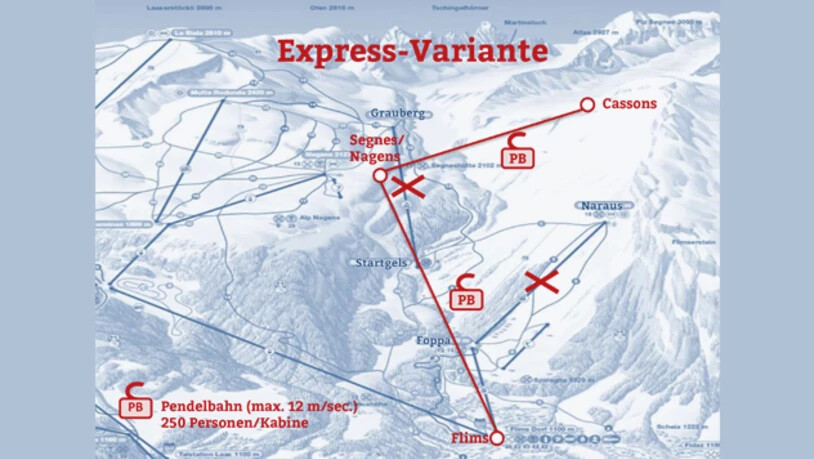 So soll die neue Cassonsbahn verlaufen. Bild Gemeinde Flims