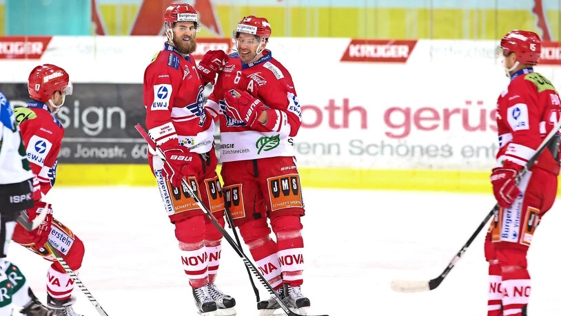 Doppelpack: Patrick Blatter (links) und Cyrill Geyer bekommen es meist mit der gegnerischen Top-Formation zu tun. (Bild: Tom Oswald Fotografie)