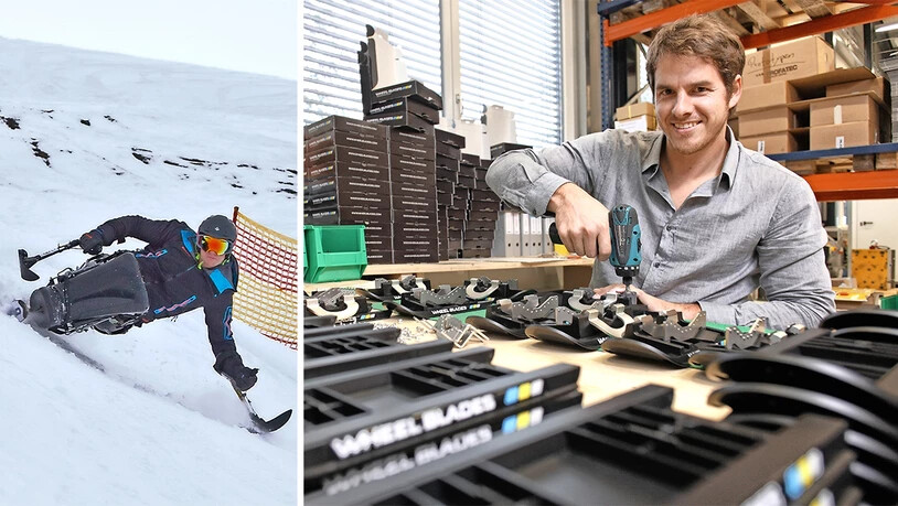Patrick Mayer fährt Monoski und arbeitet in der Werkstatt seiner Firma Wheelblades GmbH.