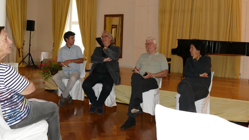 Die Musikwochenmacher (v.l.) Gregor Loepfe, Michael Eidenbenz, Hans Brupbacher und Anita Jehli stellen sich den Fragen.