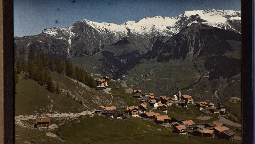 Tschiertschen 1912. (Weiterklicken oben rechts für die Ansicht von heute.)