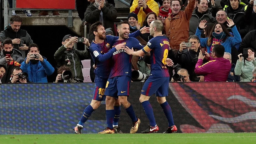 Lionel Messi & Co. jubeln nach dem 1:0-Führungstor gegen Levante
