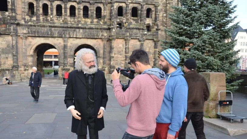 Dreharbeiten für den Trailer zum Karl-Marx-Jahr der Stadt Trier mit 300 Veranstaltungen. (Pressebild)