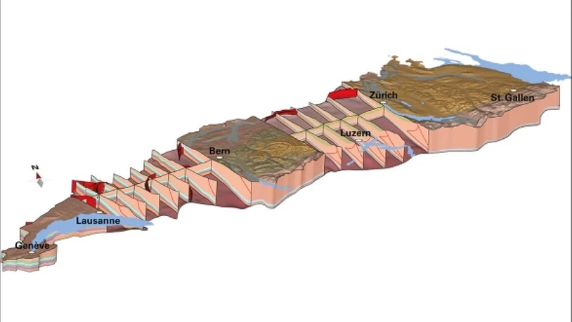 Das dreidimensionale Modell GeoMol zeigt den Untergrund des Schweizer Mittellandes mit seinen geologischen Schichten und Störungen.