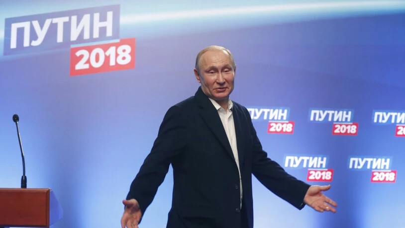 Strahlender Sieger: Putin kann nun sechs weitere Jahre bis 2024 im Präsidentenamt in Russland bleiben - seine Gegenkandidaten liess er weit hinter sich.