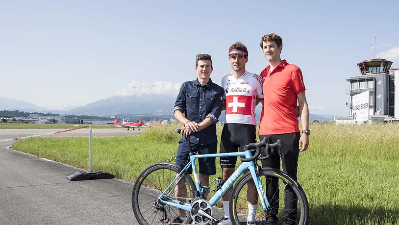 Die drei Schweizer Hoffnungsträger an der Tour de Suisse: Mathias Frank, Silvan Dillier und Stefan Kueng (von links)
