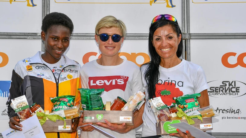 Stefanie Doll gewann vor Joyce Muthoni Njeru (links) und Ivana Iozzia.