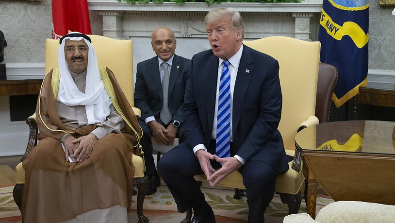 Während eines Treffens mit dem Emir von Katar, Sabah Al-Ahmad Al-Jaber Al-Sabah, am Mittwoch in Washington (Ortszeit) ging US-Präsident Donald Trump (rechts) auch auf die Syrienkrise ein.