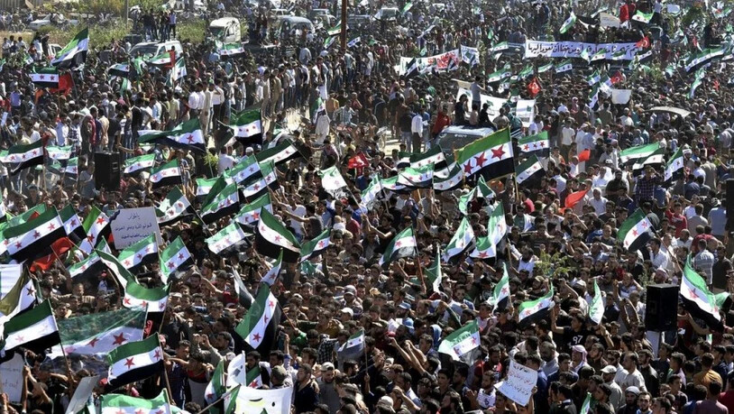 Protestaktionen gegen die befürchtete Offensive des Regimes fanden am Sonntag in der ganzen Region Idlib statt.