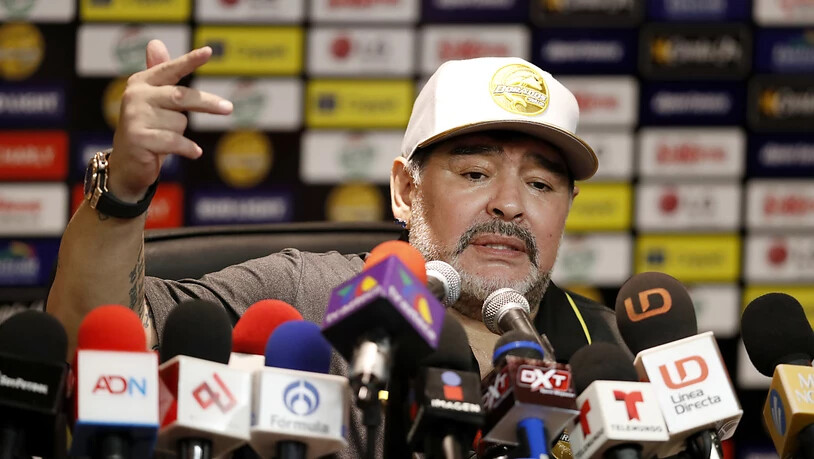 Diego Maradona Mitte September an einer Medienkonferenz im mexikanischen Culiacan